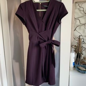 Ellen Tracy Wrap Dress, Tie Waist, Zip Back - Plum
